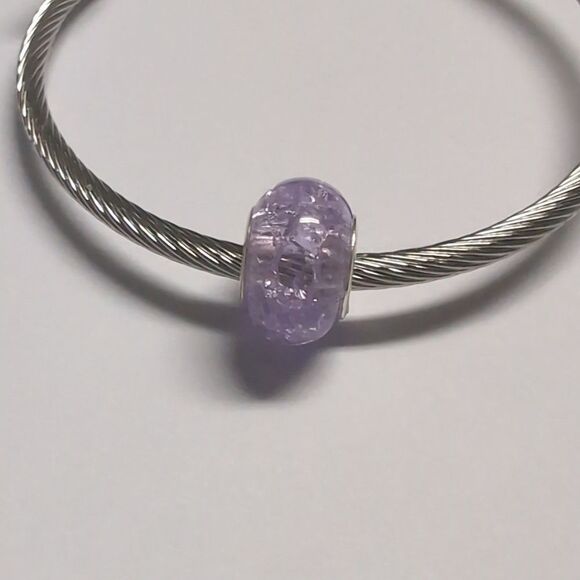 Purple "Crushed Glass" Charm for Pandora Style‎ Bracelet - Picture 1 of 4